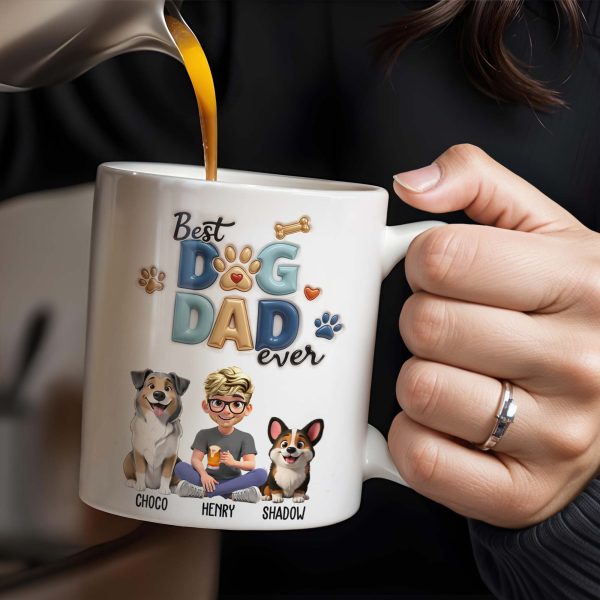 Best Dog Dad Ever, Dogs, Paws, And Beer Mug - Personalized Custom Coffee Mug - DAD056_MG Best Dog Dad Ever, Dogs, Paws, And Beer Mug - Personalized Custom Coffee Mug - DAD056_MG