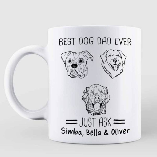Best Dog Dad Ever Just Ask Dog Head Outline Personalized Mug Best Dog Dad Ever Just Ask Dog Head Outline Personalized Mug