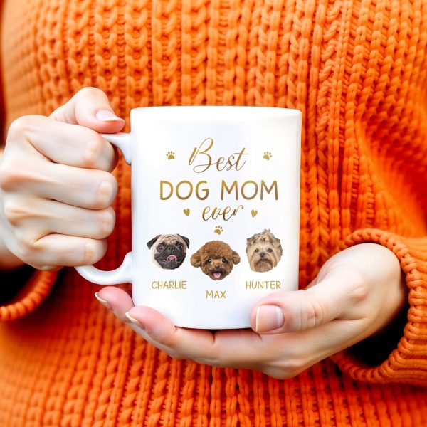 Best Dog Mom Ever With Cute Dog Faces And Paws - Personalized Custom Coffee Mug - PET091_MG Best Dog Mom Ever With Cute Dog Faces And Paws - Personalized Custom Coffee Mug - PET091_MG