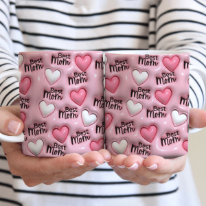 Best Mom Heart Pattern 3D Inflated Effect Mug Personalized Gift TH10 891025