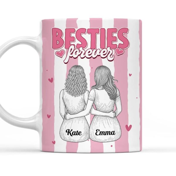 Besties Forever Ceramic Mug, Personalized Coffee Mug for Best Friend or Sister, Sweet Hug Illustration Unique Gift Besties Forever Ceramic Mug, Personalized Coffee Mug for Best Friend or Sister, Sweet Hug Illustration Unique Gift