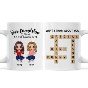 Besties Forever Front View Best Friends Unique Gift Create Your Crossword Puzzle Personalized Mug