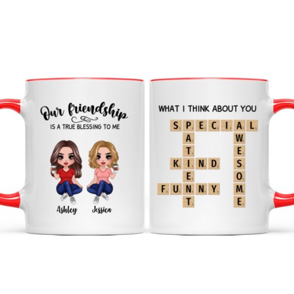 Besties Forever Front View Best Friends Unique Gift Create Your Crossword Puzzle Personalized Mug
