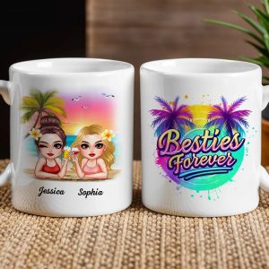 Besties Forever Personalized Tropical Mug for Best Friends