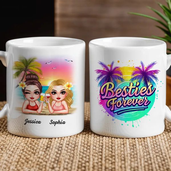 Besties Forever Personalized Tropical Mug for Best Friends Besties Forever Personalized Tropical Mug for Best Friends