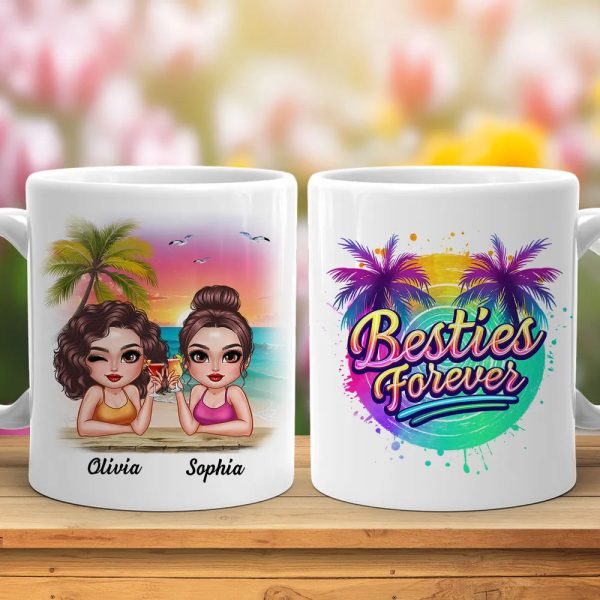 Besties Forever Personalized Tropical Mug for Best Friends Besties Forever Personalized Tropical Mug for Best Friends