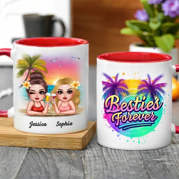 Besties Forever Personalized Tropical Mug for Best Friends Besties Forever Personalized Tropical Mug for Best Friends