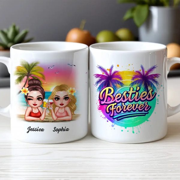 Besties Forever Personalized Tropical Mug for Best Friends Besties Forever Personalized Tropical Mug for Best Friends