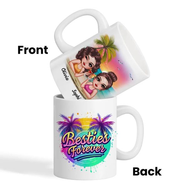 Besties Forever Personalized Tropical Mug for Best Friends Besties Forever Personalized Tropical Mug for Best Friends