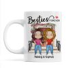 Besties Forever Watercolor Girls Personalized Mug - Gift For Besties, Gift For Sisters