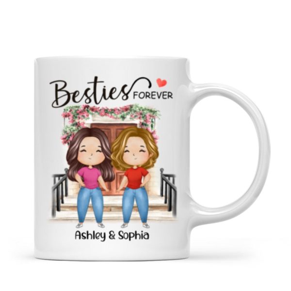 Besties Forever Watercolor Girls Personalized Mug - Gift For Besties, Gift For Sisters