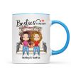 Besties Forever Watercolor Girls Personalized Mug - Gift For Besties, Gift For Sisters