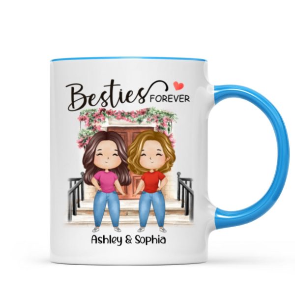 Besties Forever Watercolor Girls Personalized Mug - Gift For Besties, Gift For Sisters