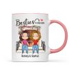 Besties Forever Watercolor Girls Personalized Mug - Gift For Besties, Gift For Sisters