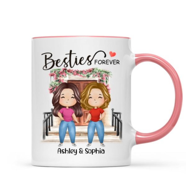 Besties Forever Watercolor Girls Personalized Mug - Gift For Besties, Gift For Sisters