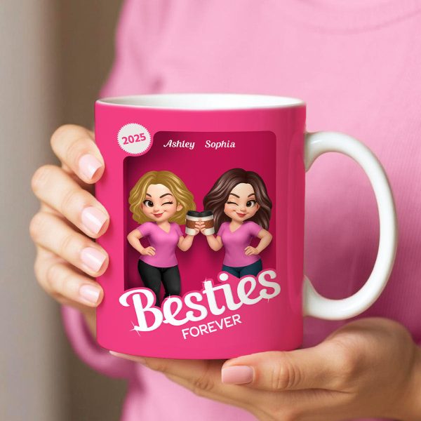 Besties Partner In Crime Pink 3D Effect Action Figure Personalized Mug