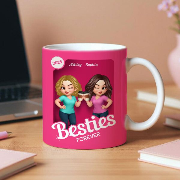 Besties Partner In Crime Pink 3D Effect Action Figure Personalized Mug