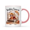 Besties Sisters Sitting Fall Season Window Personalized Mug