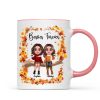 Besties Sisters Sitting On Fall Season Branch Personalized Mug