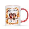 Besties Sisters Sitting On Fall Season Branch Personalized Mug