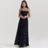 Black Embroidered Sheer Strappy Maxi Dress Black Embroidered Sheer Strappy Maxi Dress