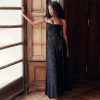 Black Embroidered Sheer Strappy Maxi Dress Black Embroidered Sheer Strappy Maxi Dress