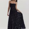Black Embroidered Sheer Strappy Maxi Dress Black Embroidered Sheer Strappy Maxi Dress