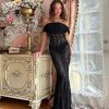 Black Sheer Lace Off Shoulder Maxi Dress Black Sheer Lace Off Shoulder Maxi Dress