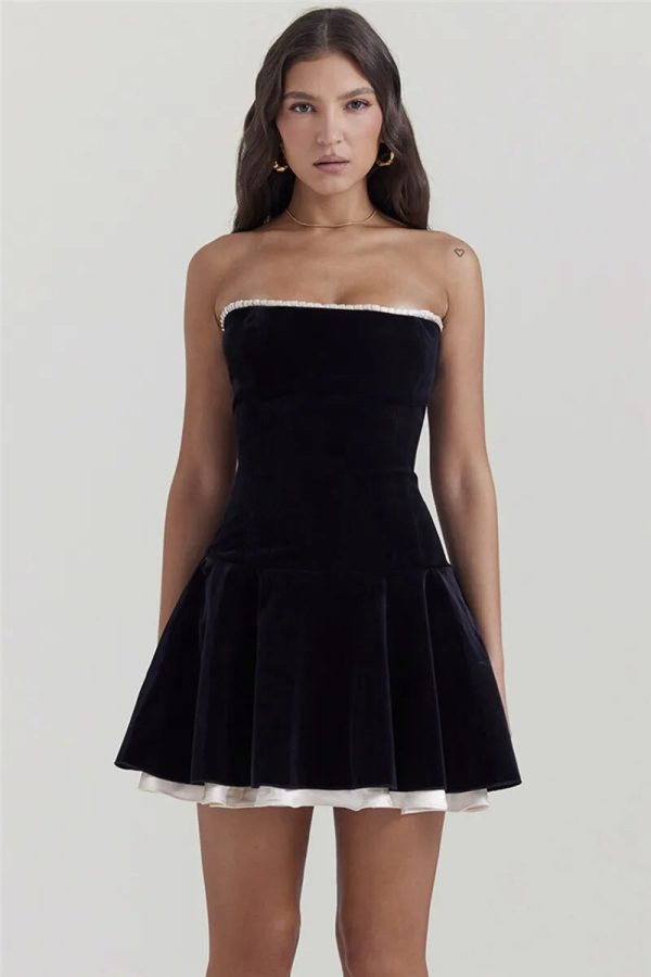 Black Velvet Tube Mini Dress Black Velvet Tube Mini Dress