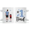 Blue Back View Dad And Son Daughter Kids Walking #1 Dad Personalized Mug