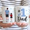 Blue Back View Dad And Son Daughter Kids Walking #1 Dad Personalized Mug