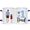 Blue Back View Dad And Son Daughter Kids Walking #1 Dad Personalized Mug