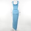 Blue Corset Top And Slit Maxi Skirt Set Blue Corset Top And Slit Maxi Skirt Set
