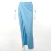 Blue Corset Top And Slit Maxi Skirt Set Blue Corset Top And Slit Maxi Skirt Set