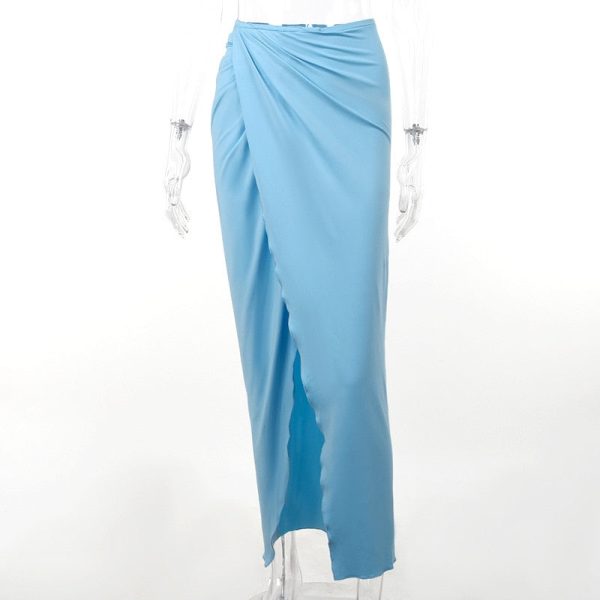 Blue Corset Top And Slit Maxi Skirt Set Blue Corset Top And Slit Maxi Skirt Set