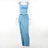Blue Corset Top And Slit Maxi Skirt Set Blue Corset Top And Slit Maxi Skirt Set