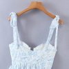 Blue Floral Bustier Tie Up Frill Mini Dress Blue Floral Bustier Tie Up Frill Mini Dress