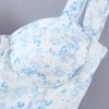 Blue Floral Bustier Tie Up Frill Mini Dress Blue Floral Bustier Tie Up Frill Mini Dress