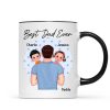 Blue Stars Dad Carrying Kids On Shoulder Gift For Dad Personalized Mug