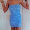 Blue Tie-Dye Pleated Sleeveless Mini Dress Blue Tie-Dye Pleated Sleeveless Mini Dress