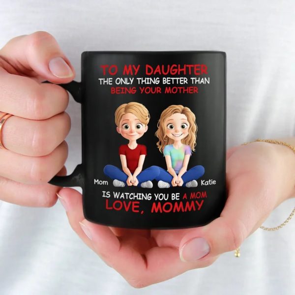 Bonded By Heart, United By Love - Family Personalized Custom Black Mug - Mother's Day, Gift For Mom, Daughter Bonded By Heart, United By Love - Family Personalized Custom Black Mug - Mother's Day, Gift For Mom, Daughter