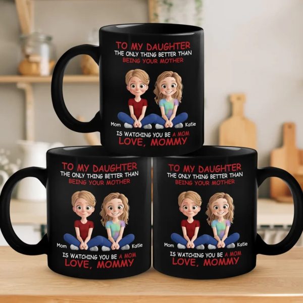 Bonded By Heart, United By Love - Family Personalized Custom Black Mug - Mother's Day, Gift For Mom, Daughter Bonded By Heart, United By Love - Family Personalized Custom Black Mug - Mother's Day, Gift For Mom, Daughter