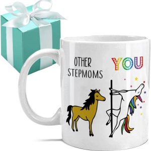 Bonus Mom Coffee Mug Funny Stepmom Gift from Stepdaughter Stepson, Birthday Mother's Day Christmas Gift Idea