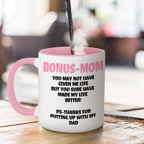 Bonus Mom Funny Coffee Mug, Gift for Stepmom from Stepdaughter Stepson Birthday Mother's Day Christmas Gift Bonus Mom Funny Coffee Mug, Gift for Stepmom from Stepdaughter Stepson Birthday Mother's Day Christmas Gift