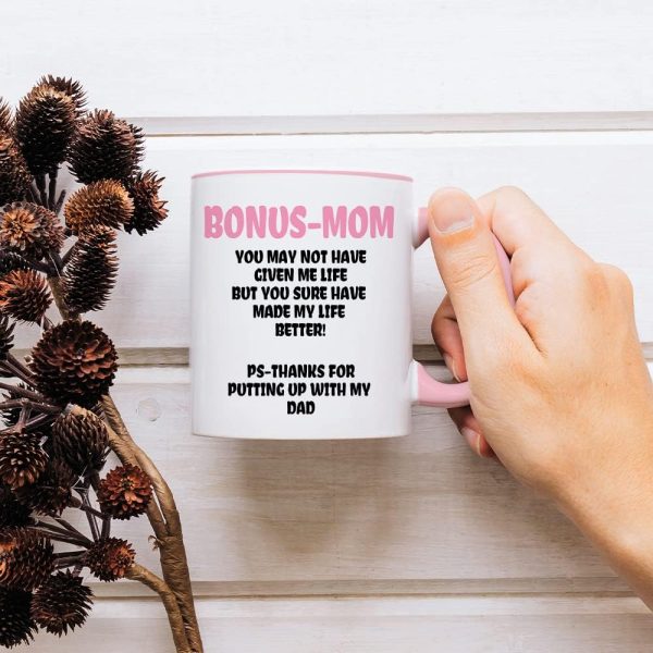 Bonus Mom Funny Coffee Mug, Gift for Stepmom from Stepdaughter Stepson Birthday Mother's Day Christmas Gift Bonus Mom Funny Coffee Mug, Gift for Stepmom from Stepdaughter Stepson Birthday Mother's Day Christmas Gift