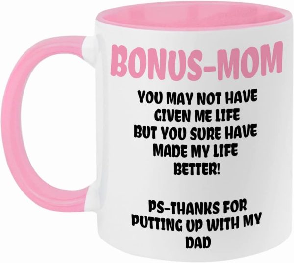 Bonus Mom Funny Coffee Mug, Gift for Stepmom from Stepdaughter Stepson Birthday Mother's Day Christmas Gift Bonus Mom Funny Coffee Mug, Gift for Stepmom from Stepdaughter Stepson Birthday Mother's Day Christmas Gift