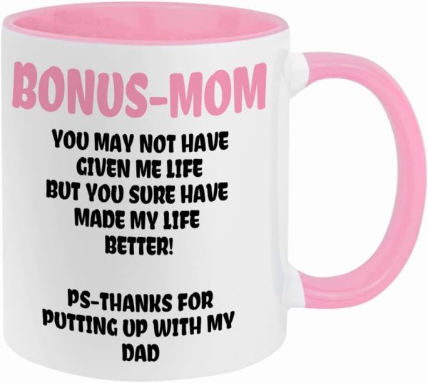 Bonus Mom Funny Coffee Mug, Gift for Stepmom from Stepdaughter Stepson Birthday Mother's Day Christmas Gift Bonus Mom Funny Coffee Mug, Gift for Stepmom from Stepdaughter Stepson Birthday Mother's Day Christmas Gift