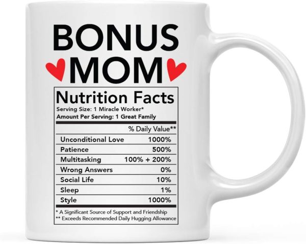 Bonus Mom Nutritional Facts Coffee Mug Funny Stepmom Gift from Stepdaughter Stepson Birthday Mother's Day Gift Bonus Mom Nutritional Facts Coffee Mug Funny Stepmom Gift from Stepdaughter Stepson Birthday Mother's Day Gift