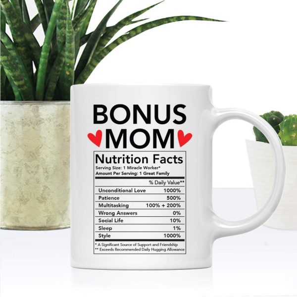 Bonus Mom Nutritional Facts Coffee Mug Funny Stepmom Gift from Stepdaughter Stepson Birthday Mother's Day Gift Bonus Mom Nutritional Facts Coffee Mug Funny Stepmom Gift from Stepdaughter Stepson Birthday Mother's Day Gift