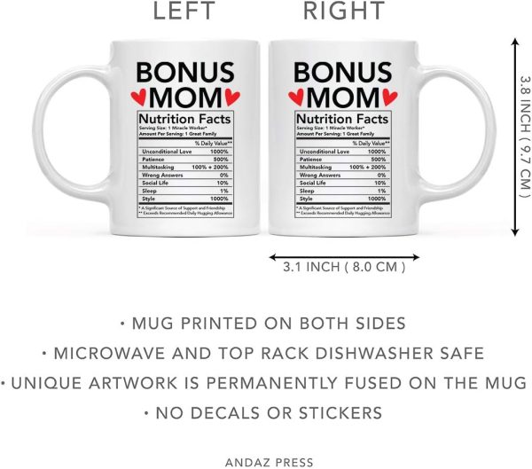 Bonus Mom Nutritional Facts Coffee Mug Funny Stepmom Gift from Stepdaughter Stepson Birthday Mother's Day Gift Bonus Mom Nutritional Facts Coffee Mug Funny Stepmom Gift from Stepdaughter Stepson Birthday Mother's Day Gift